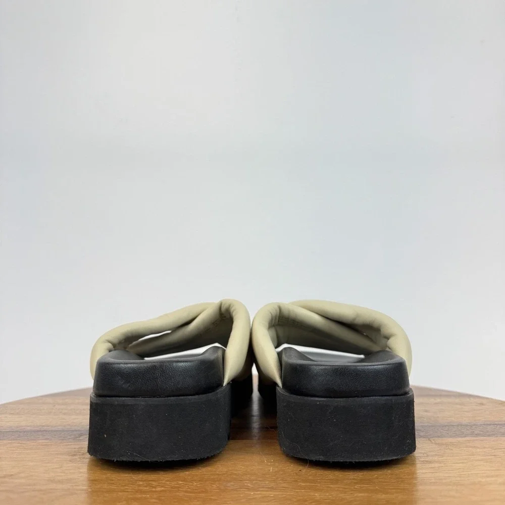 Womens Seychelles Driving Force‎ Ivory Leather Crisscross Platform Slides Size 6